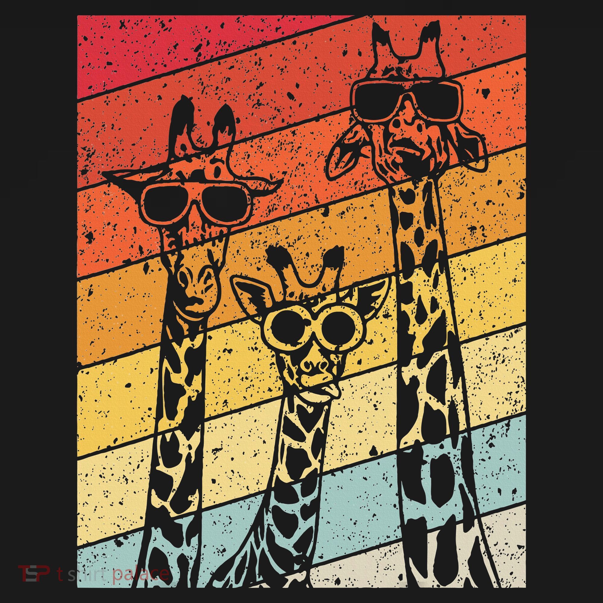 Retro Vintage Giraffe Sunglasses Gifts Funny Animal Lover T-Shirt