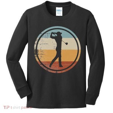 Retro Vintage Golfer Design Golf coach Kids Long Sleeve Shirt