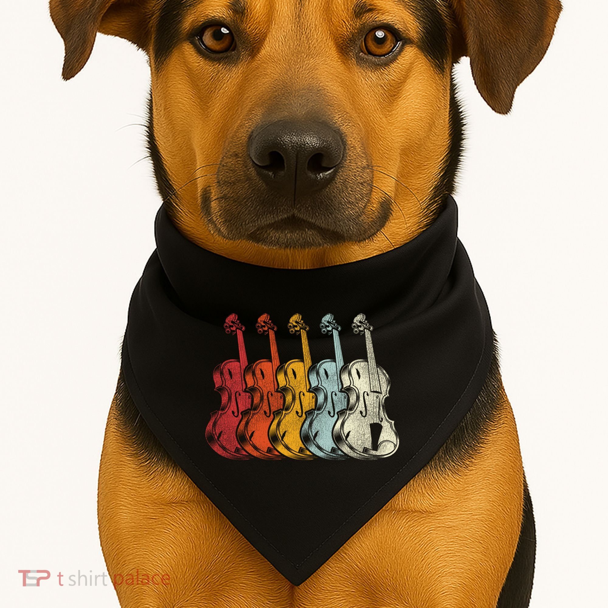 Retro Violin Gift USA-Made Doggie Bandana
