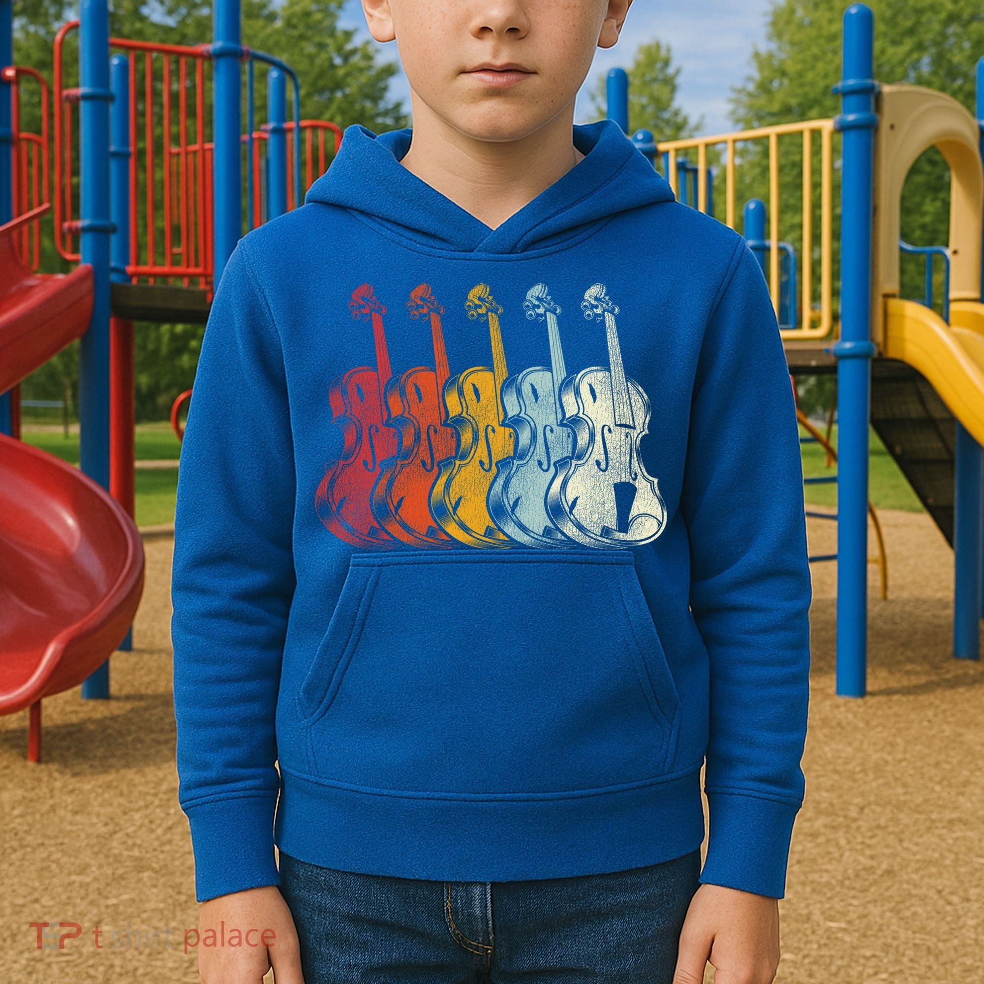 Retro Violin Gift Kids Hoodie