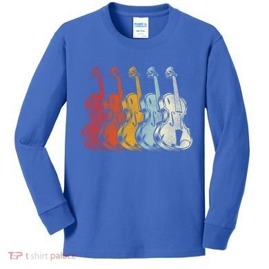 Retro Violin Gift Kids Long Sleeve Shirt
