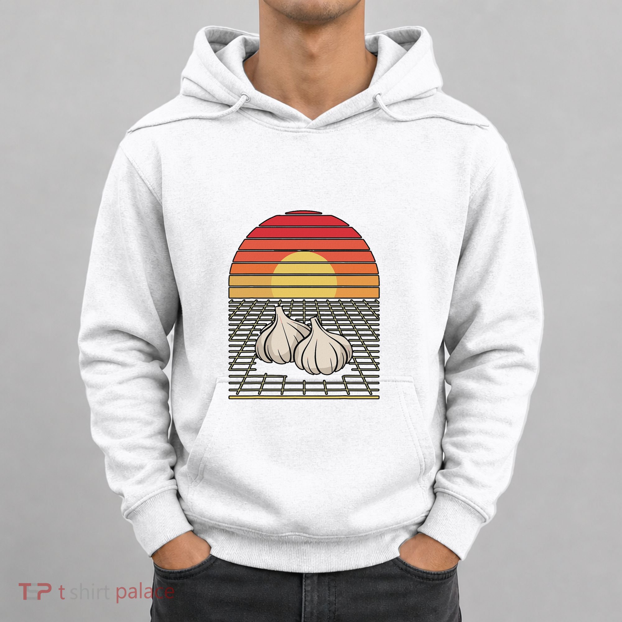Retro Vaporwave Garlic For Garlicologists Chef Hoodie