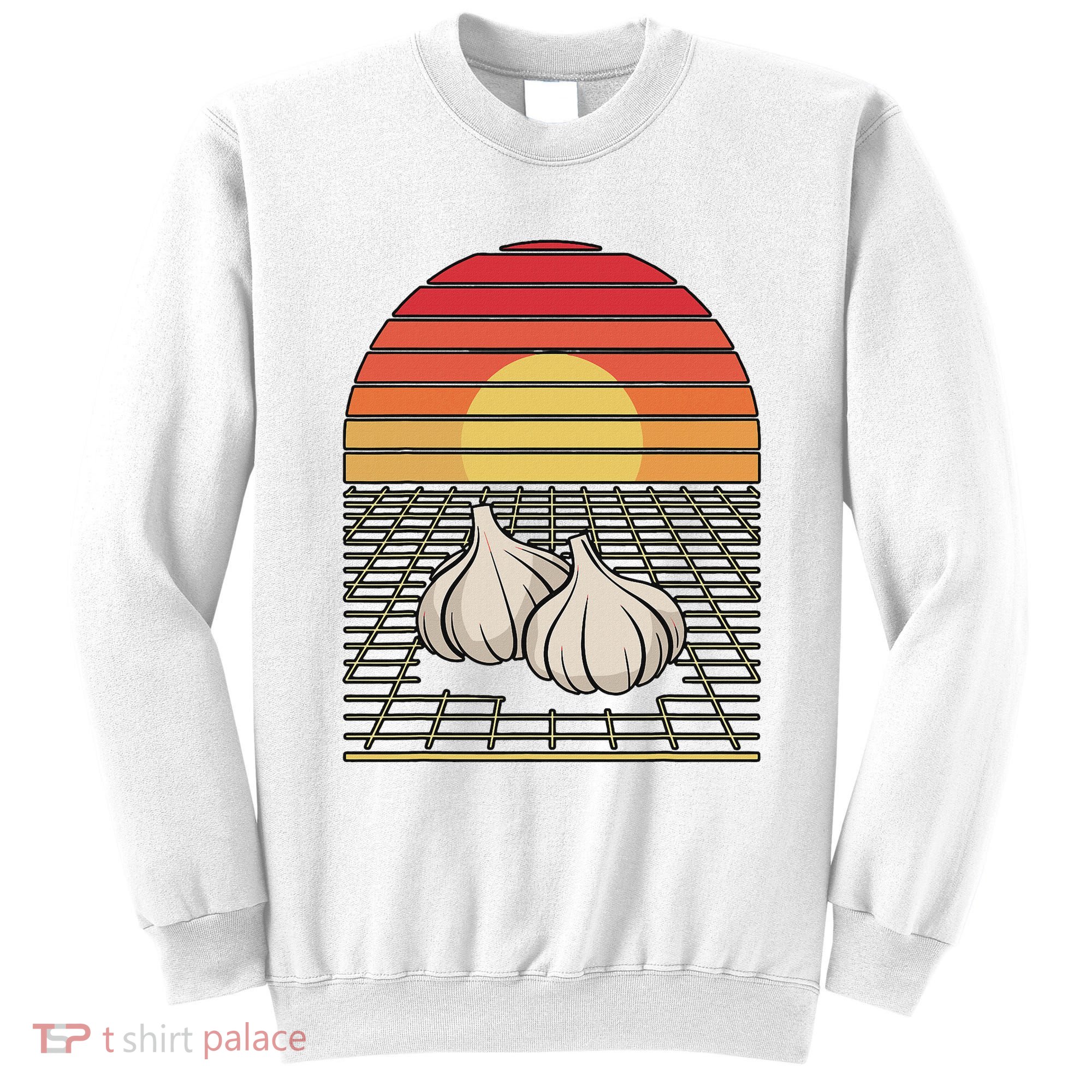 Retro Vaporwave Garlic For Garlicologists Chef Sweatshirt