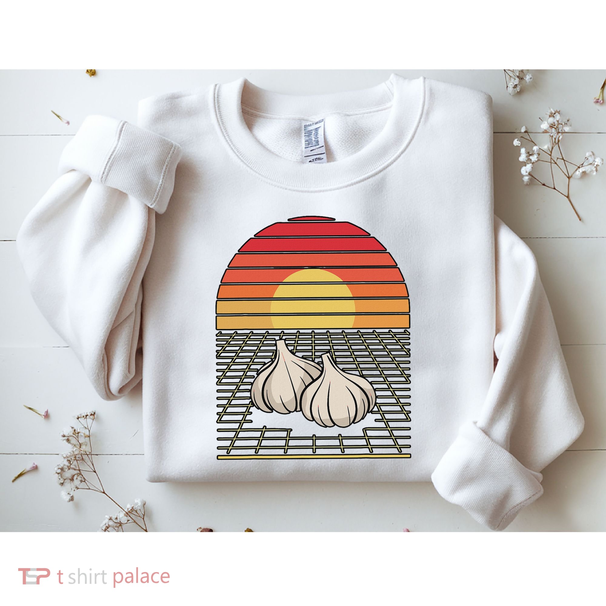 Retro Vaporwave Garlic For Garlicologists Chef Sweatshirt