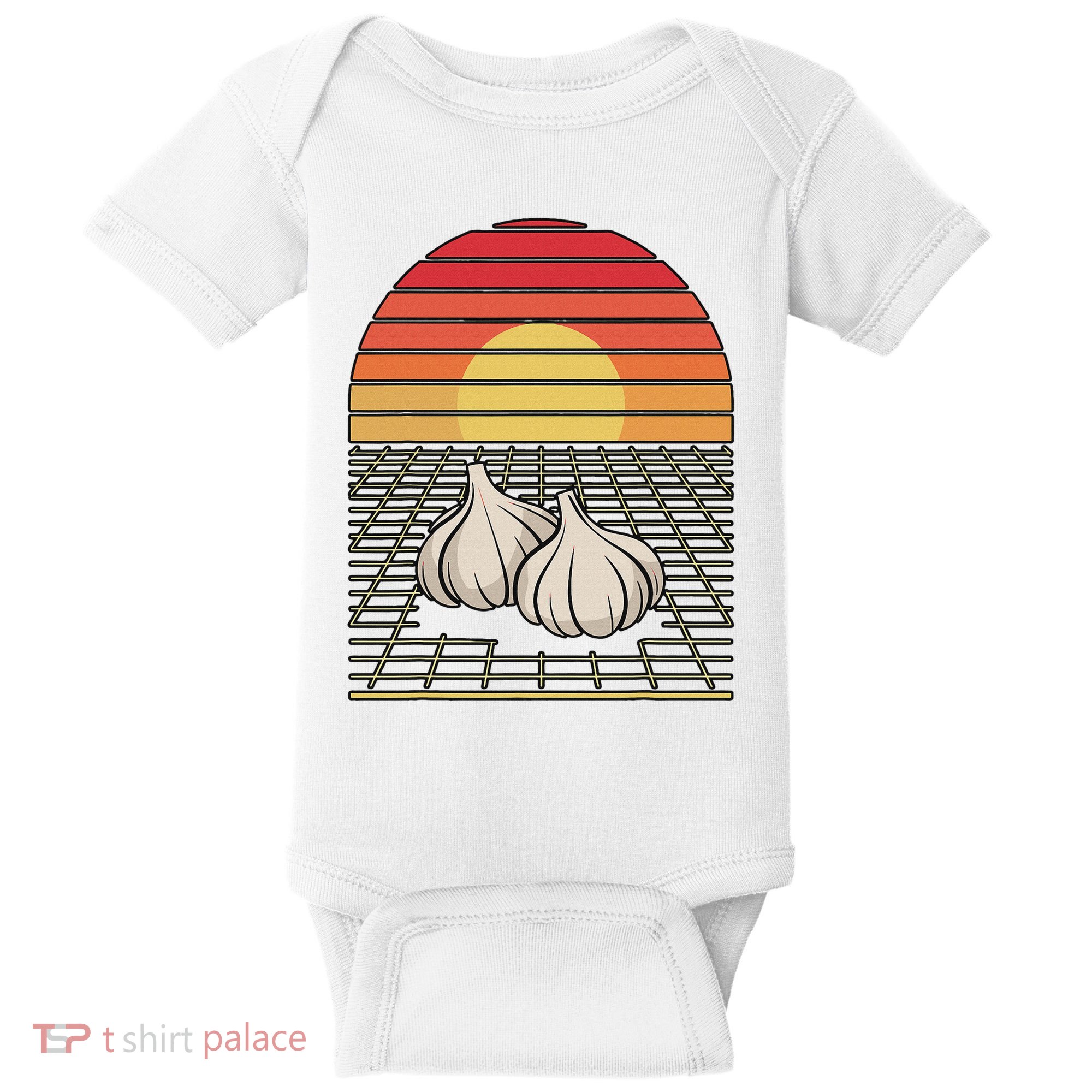 Retro Vaporwave Garlic For Garlicologists Chef Baby Bodysuit