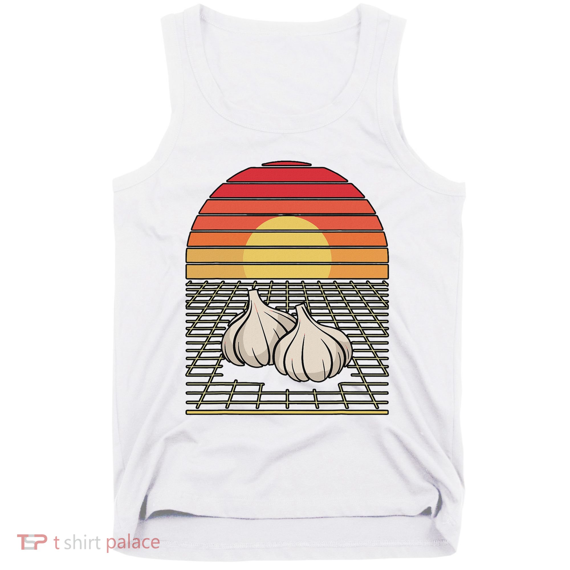 Retro Vaporwave Garlic For Garlicologists Chef Tank Top