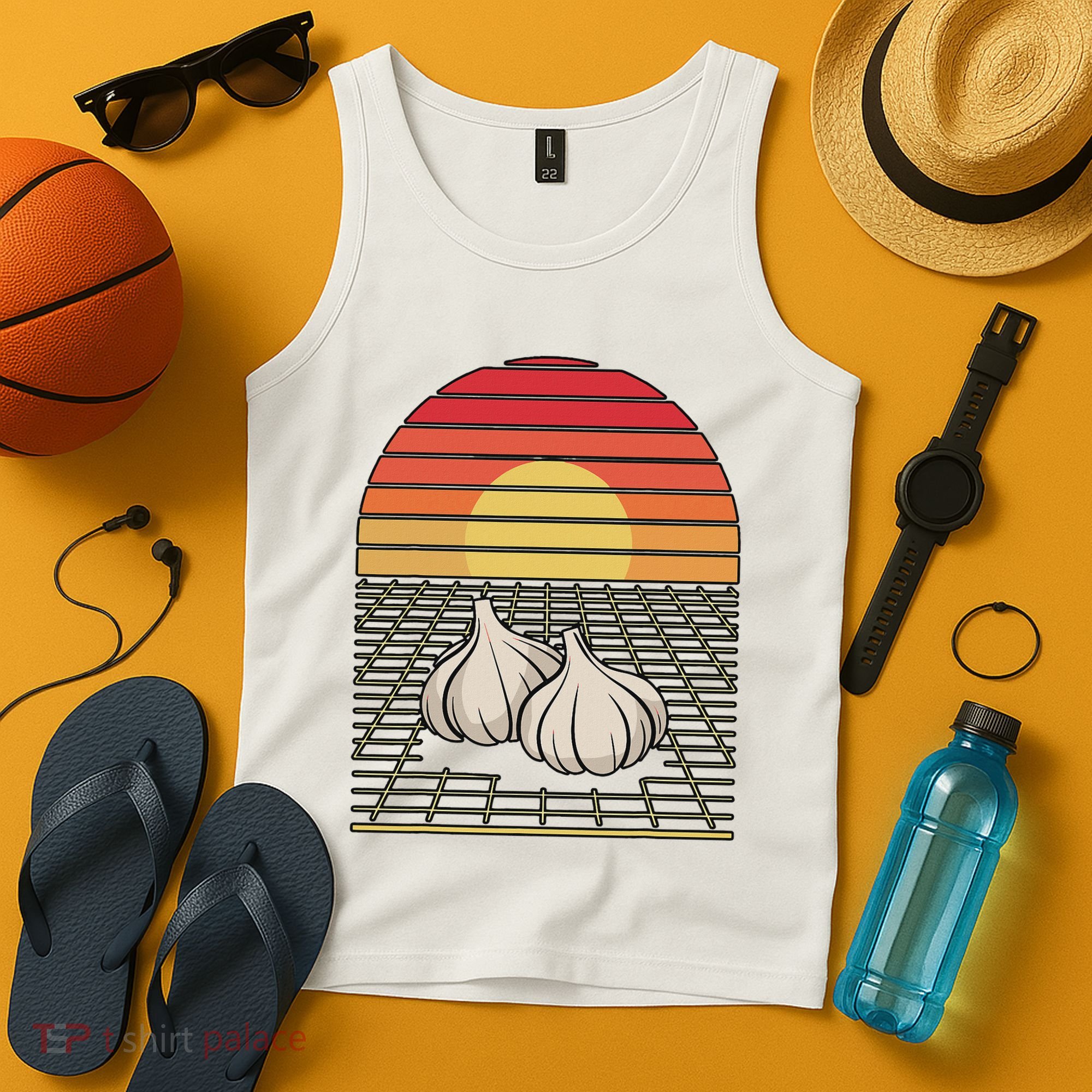 Retro Vaporwave Garlic For Garlicologists Chef Tank Top
