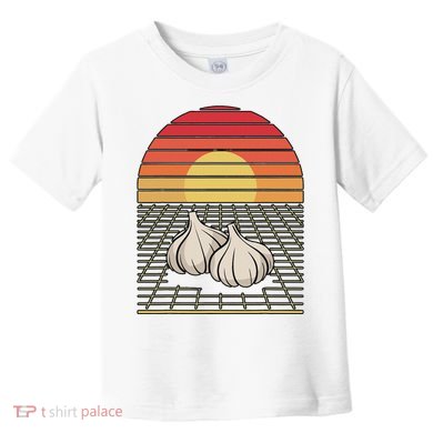 Retro Vaporwave Garlic For Garlicologists Chef Toddler T-Shirt