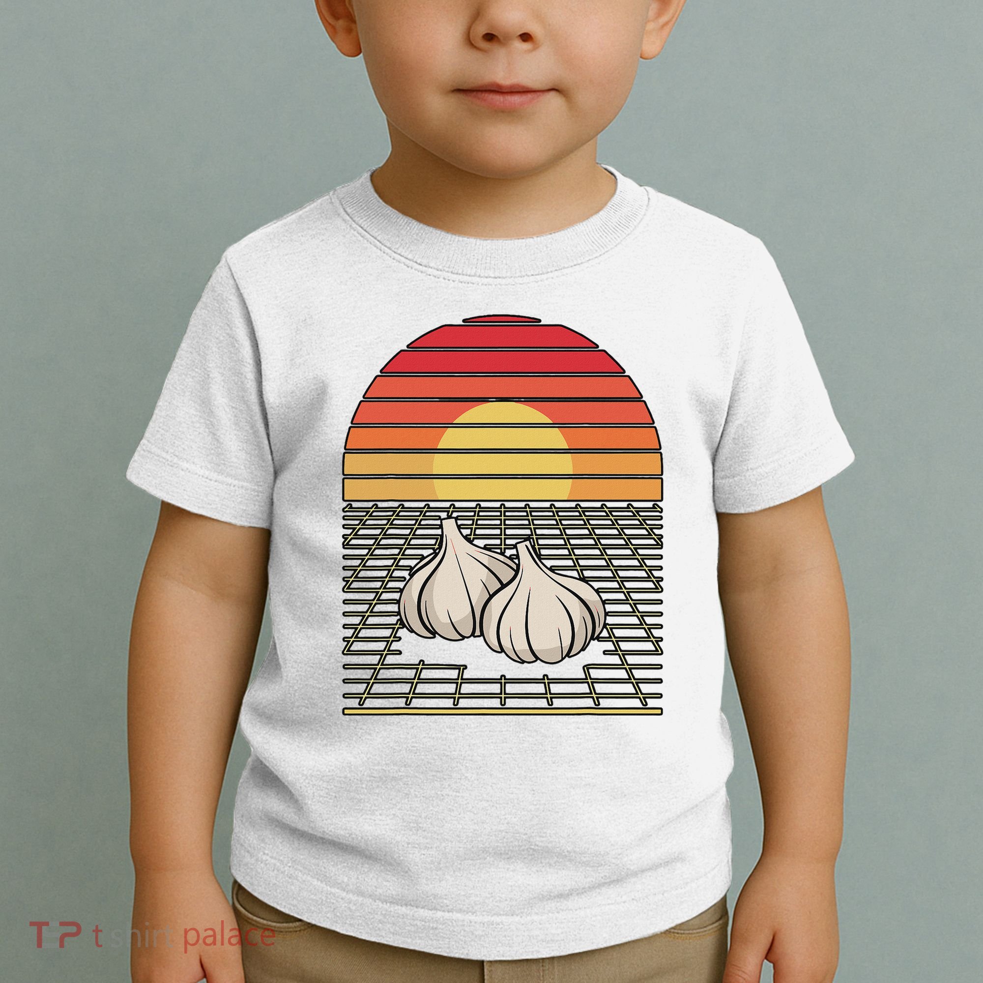 Retro Vaporwave Garlic For Garlicologists Chef Toddler T-Shirt