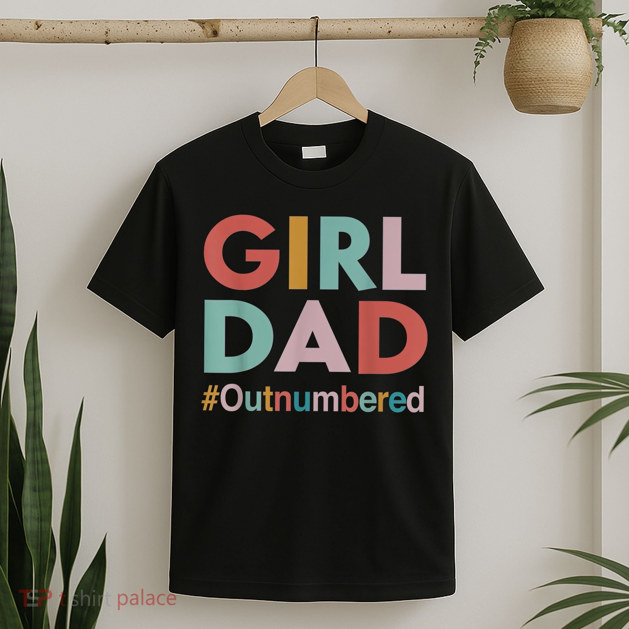 Retro Vintage Girl Dad Outnumbered Funny Fathers Day T-Shirt