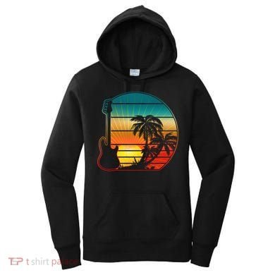 Retro Vintage Guitar Sunset Sunrise Island Women's Hoodie