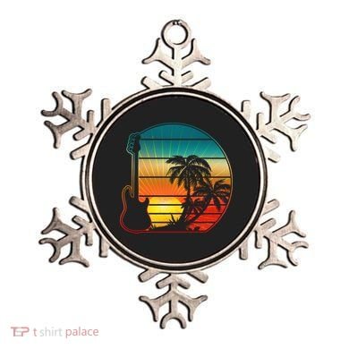 Retro Vintage Guitar Sunset Sunrise Island Ornament