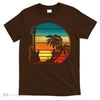 Retro Vintage Guitar Sunset Sunrise Island T-Shirt thumb 0