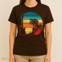 Retro Vintage Guitar Sunset Sunrise Island T-Shirt thumb 4