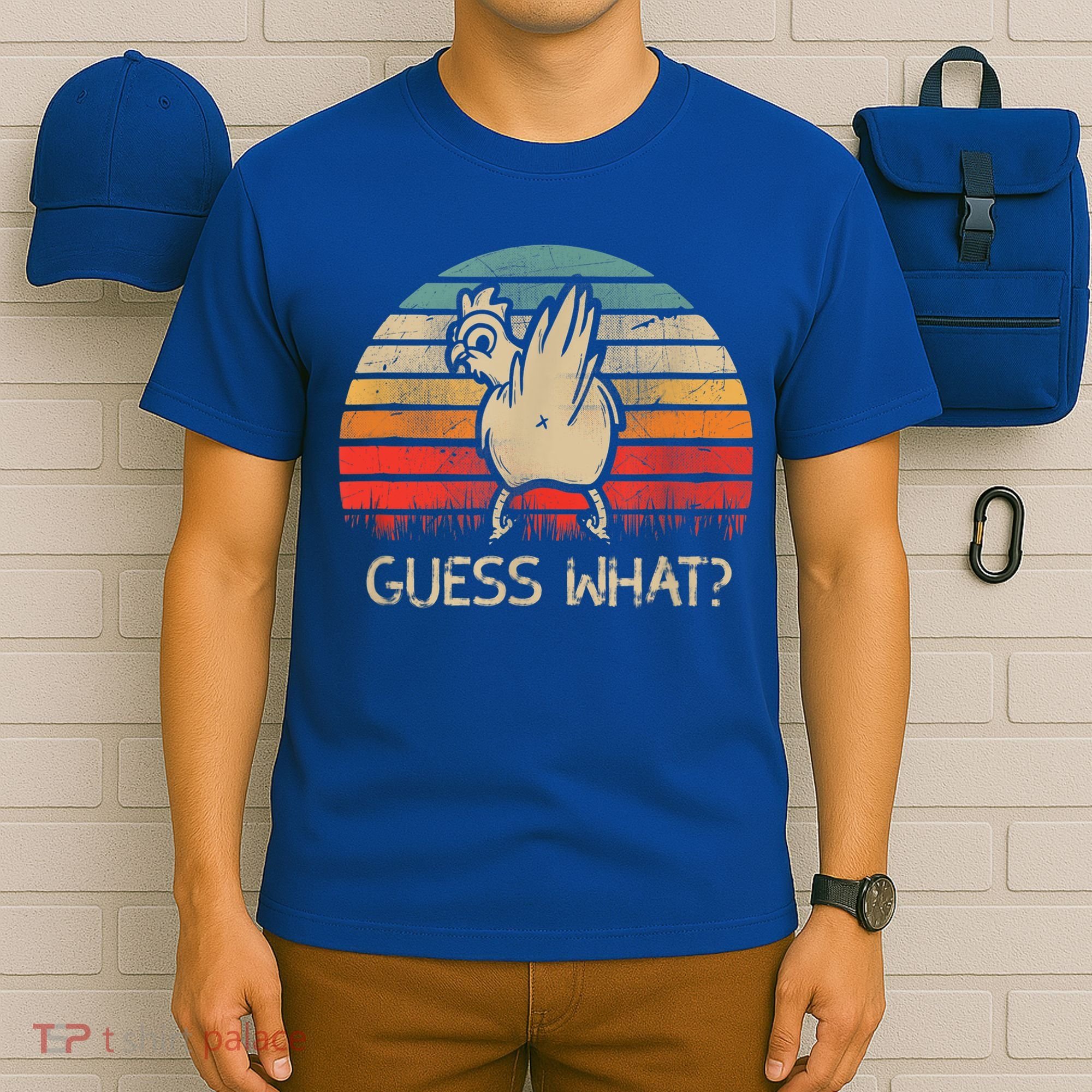 Retro Vintage Guess What Chicken Butt Funny Gift T-Shirt