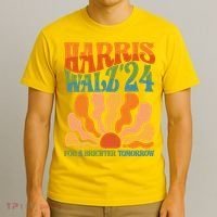 Retro Vintage Harris Walz For A Brighter Future 2024 Election T-Shirt thumb 3