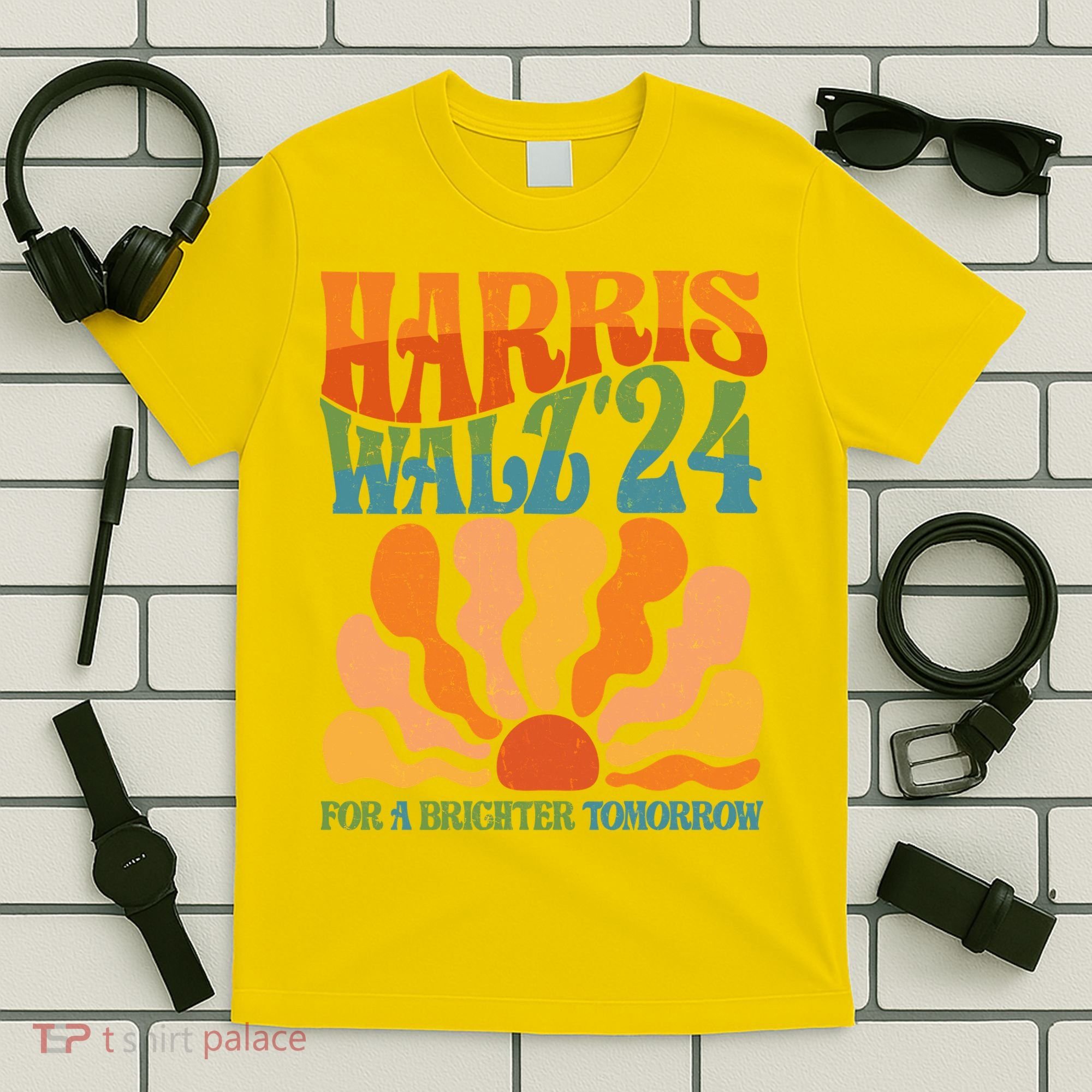 Retro Vintage Harris Walz For A Brighter Future 2024 Election T-Shirt