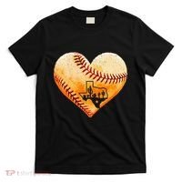Retro Vintage Houston Texas Baseball Heart With Map  T-Shirt thumb 0