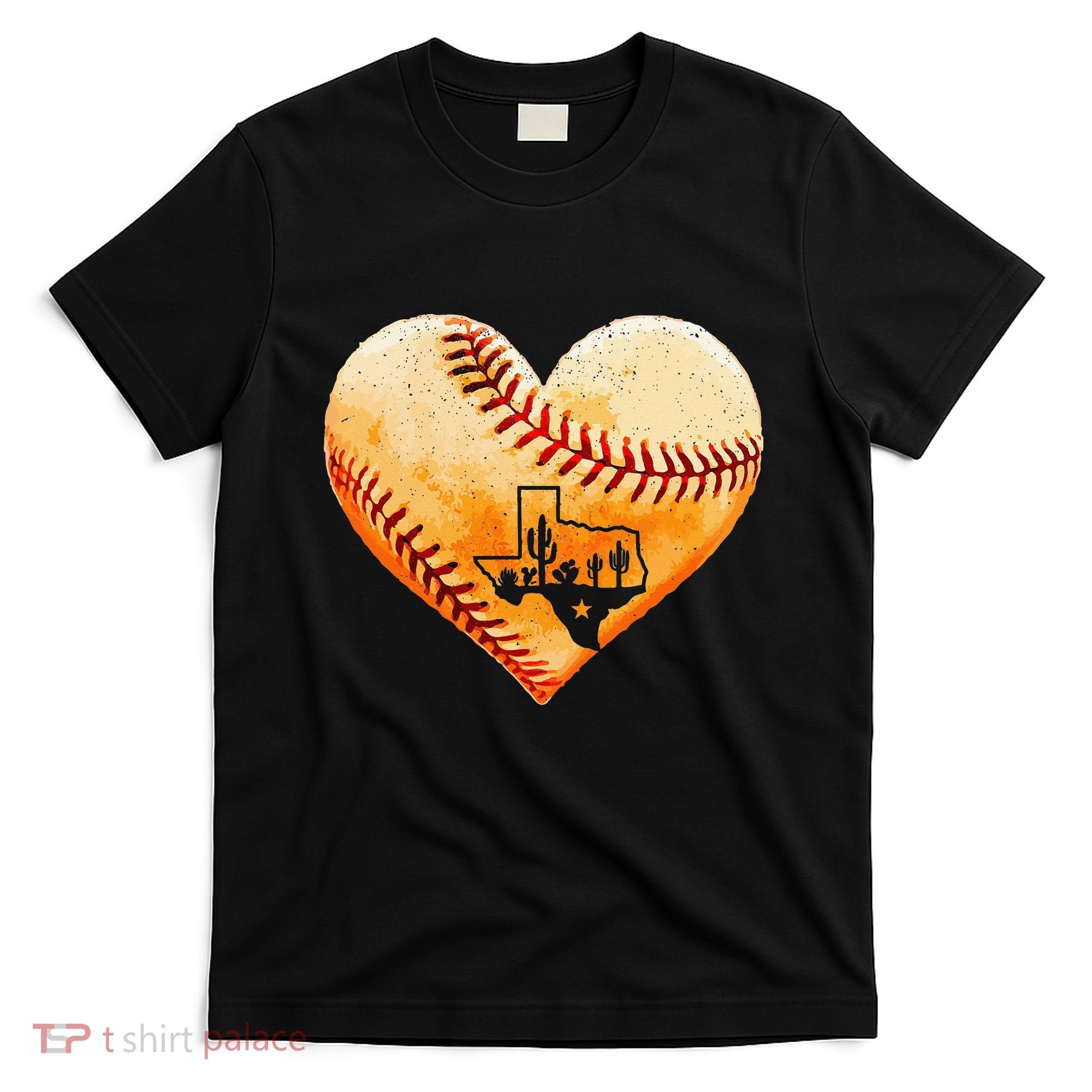 Retro Vintage Houston Texas Baseball Heart With Map  T-Shirt