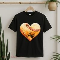 Retro Vintage Houston Texas Baseball Heart With Map  T-Shirt thumb 2