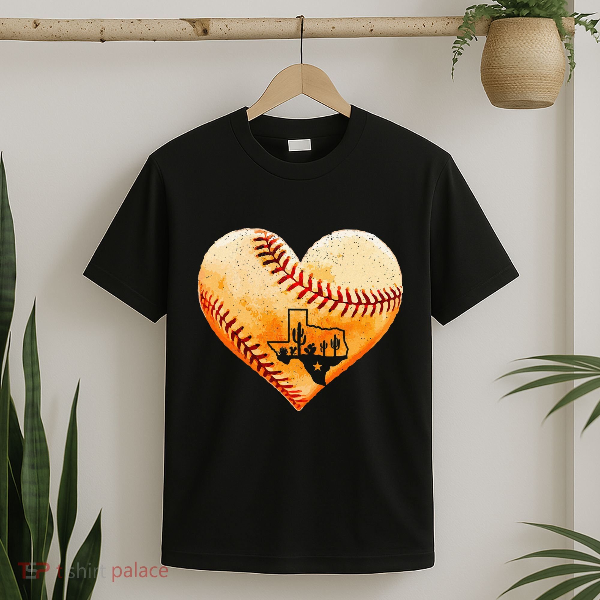 Retro Vintage Houston Texas Baseball Heart With Map  T-Shirt