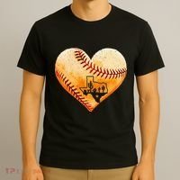 Retro Vintage Houston Texas Baseball Heart With Map  T-Shirt thumb 3