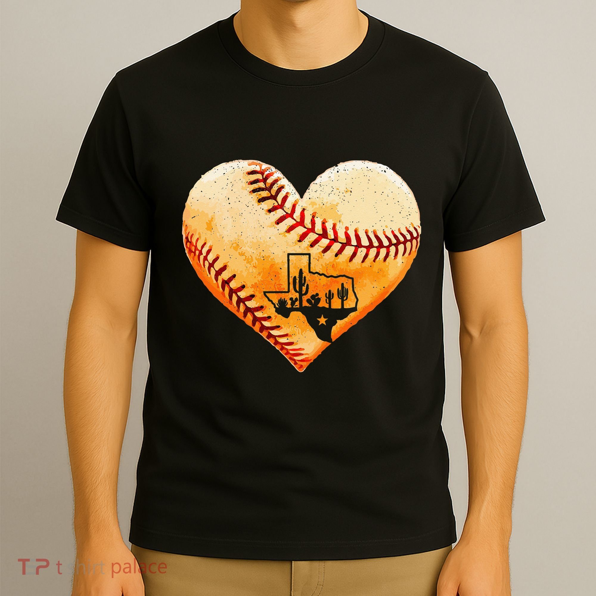 Retro Vintage Houston Texas Baseball Heart With Map  T-Shirt