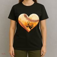 Retro Vintage Houston Texas Baseball Heart With Map  T-Shirt thumb 4