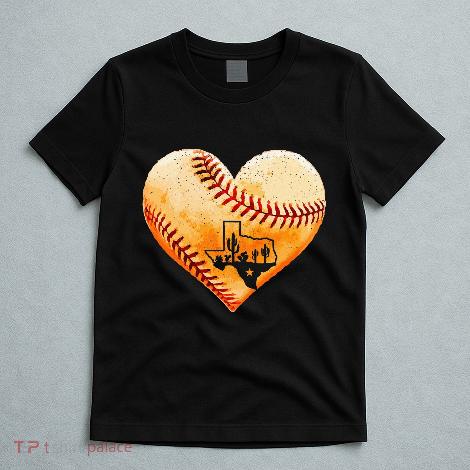 Retro Vintage Houston Texas Baseball Heart With Map  T-Shirt