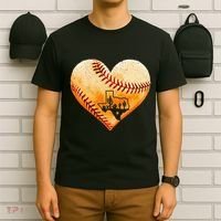 Retro Vintage Houston Texas Baseball Heart With Map  T-Shirt thumb 6