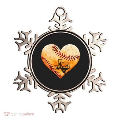 Retro Vintage Houston Texas Baseball Heart With Map  Ornament