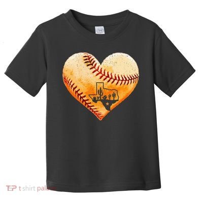 Retro Vintage Houston Texas Baseball Heart With Map  Toddler T-Shirt