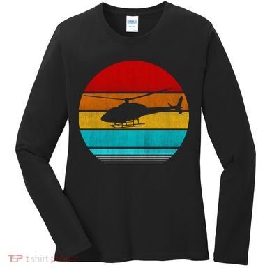 Retro Vintage Helicopter Women's Long Sleeve Shirt