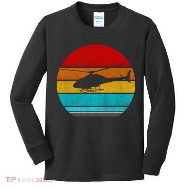 Retro Vintage Helicopter Kids Long Sleeve Shirt