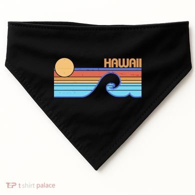 Retro Vintage Hawaii Sunset Wave USA-Made Doggie Bandana