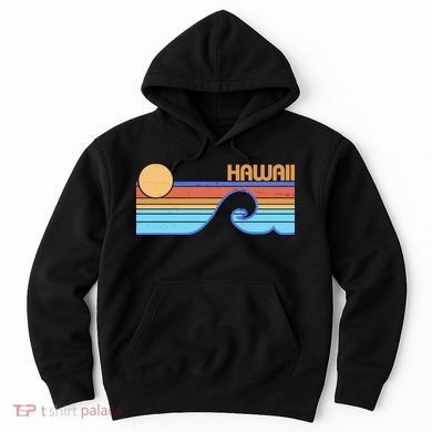 Retro Vintage Hawaii Sunset Wave Hoodie