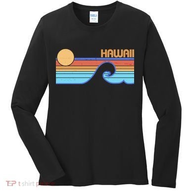 Retro Vintage Hawaii Sunset Wave Women's Long Sleeve Shirt