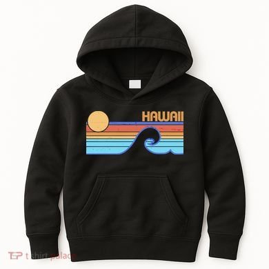 Retro Vintage Hawaii Sunset Wave Kids Hoodie