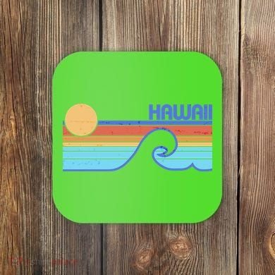 Retro Vintage Hawaii Sunset Wave Coaster