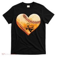 Retro Vintage Houston Texas Baseball Heart With Map T-Shirt thumb 0