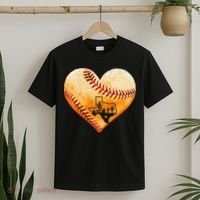 Retro Vintage Houston Texas Baseball Heart With Map T-Shirt thumb 2