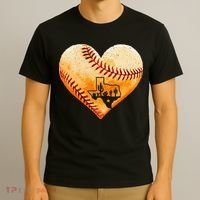 Retro Vintage Houston Texas Baseball Heart With Map T-Shirt thumb 3