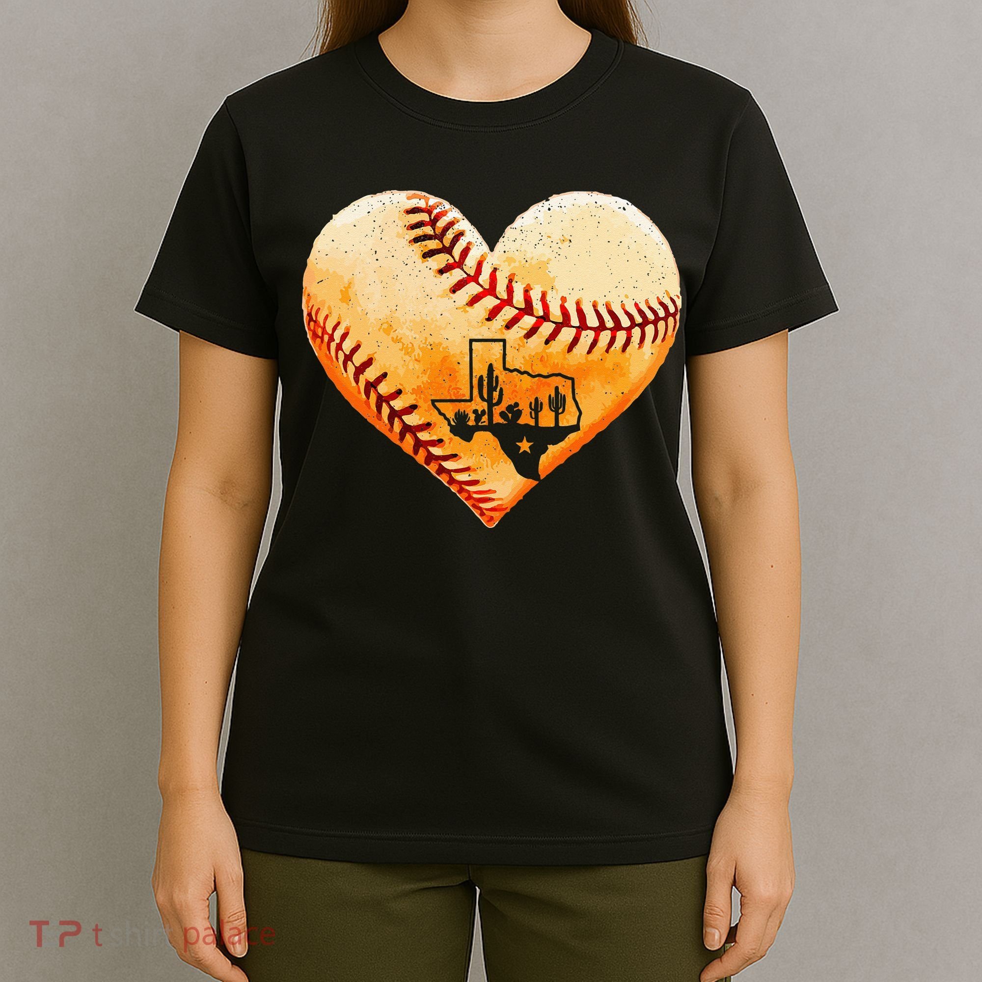 Retro Vintage Houston Texas Baseball Heart With Map T-Shirt