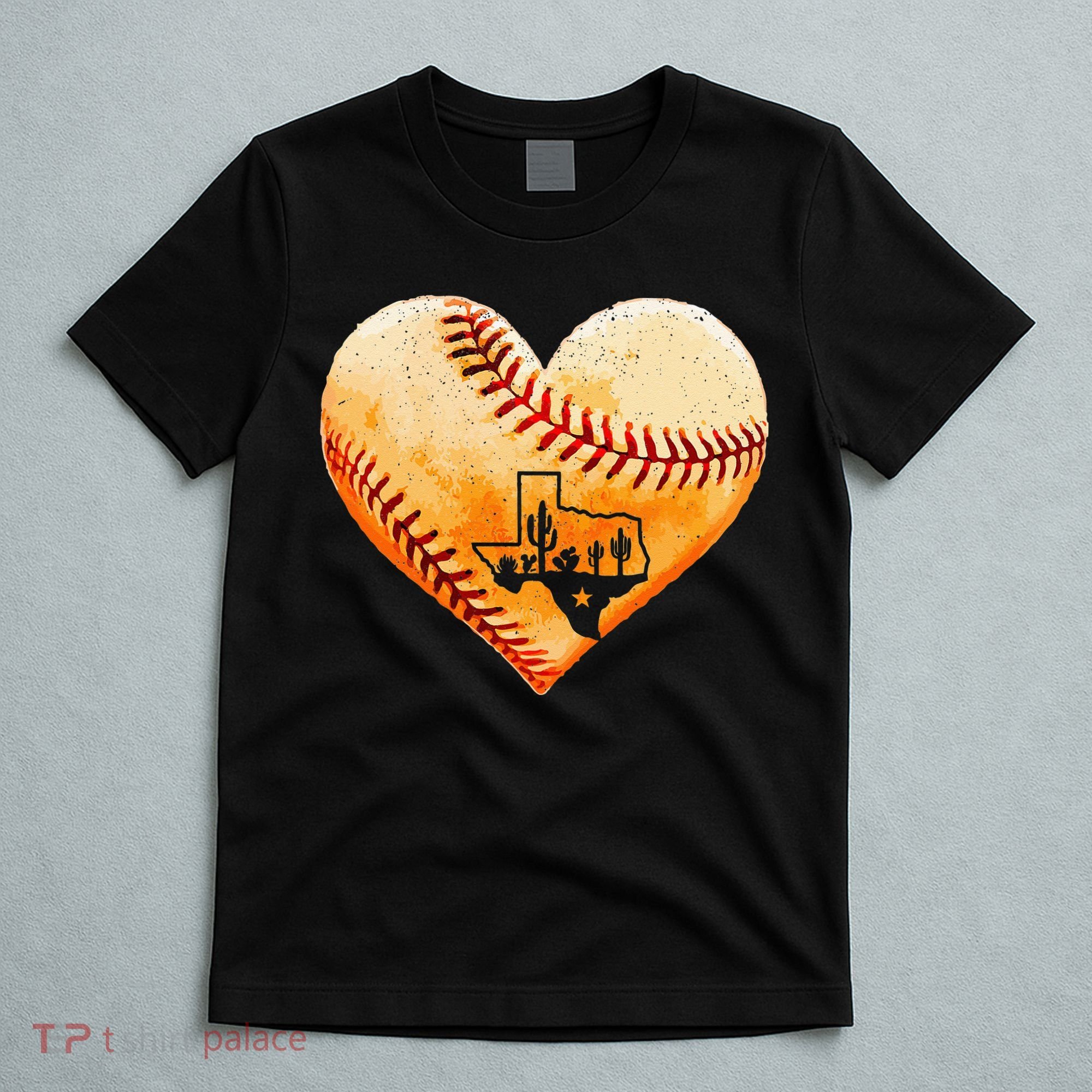 Retro Vintage Houston Texas Baseball Heart With Map T-Shirt