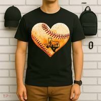 Retro Vintage Houston Texas Baseball Heart With Map T-Shirt thumb 6
