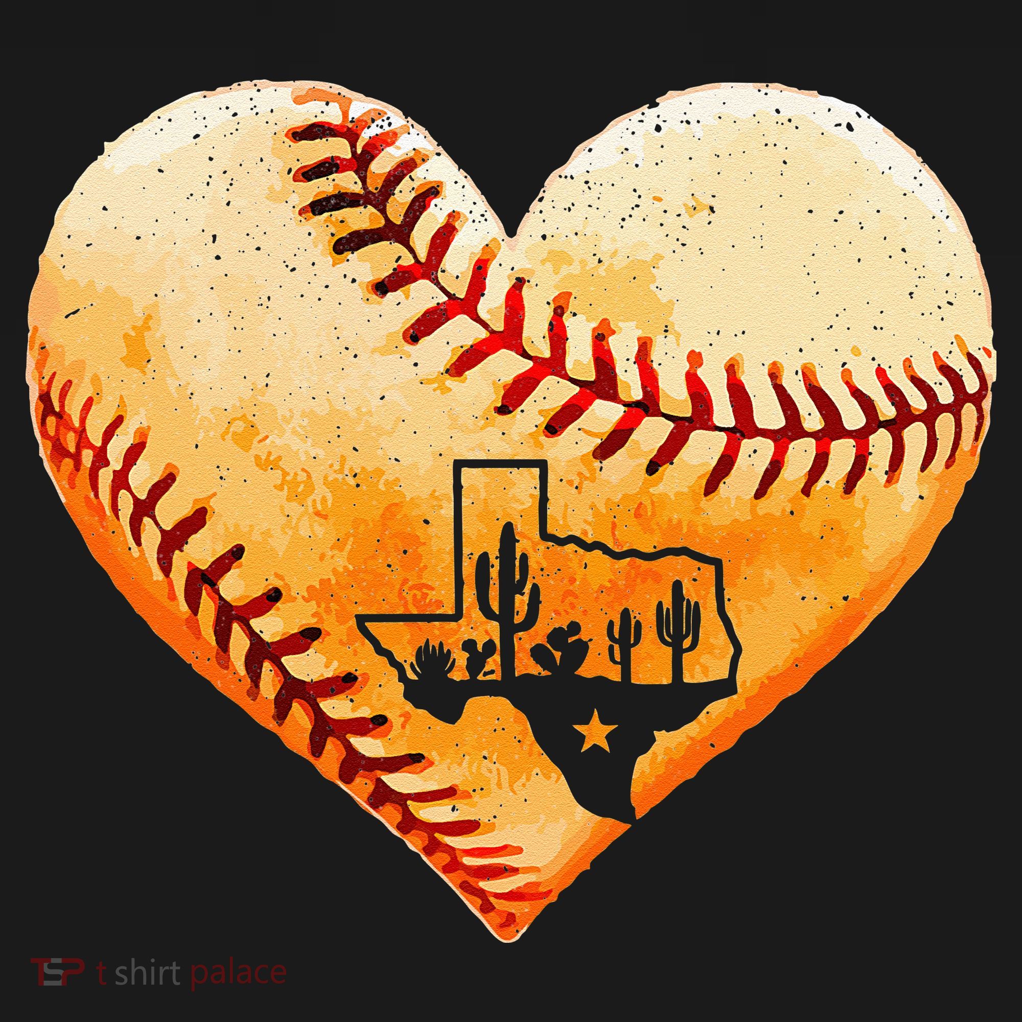 Retro Vintage Houston Texas Baseball Heart With Map T-Shirt