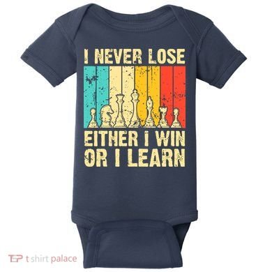 Retro Vintage I Never Lose I Either Win Or Learn Funny Chess Player Baby Bodysuit