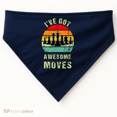 Retro Vintage I've Got Awesome Moves Chess Player Gift USA-Made Doggie Bandana