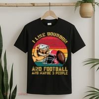 Retro Vintage I Like Bourbon And Football And Maybe 3 People T-Shirt thumb 2