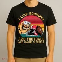 Retro Vintage I Like Bourbon And Football And Maybe 3 People T-Shirt thumb 3